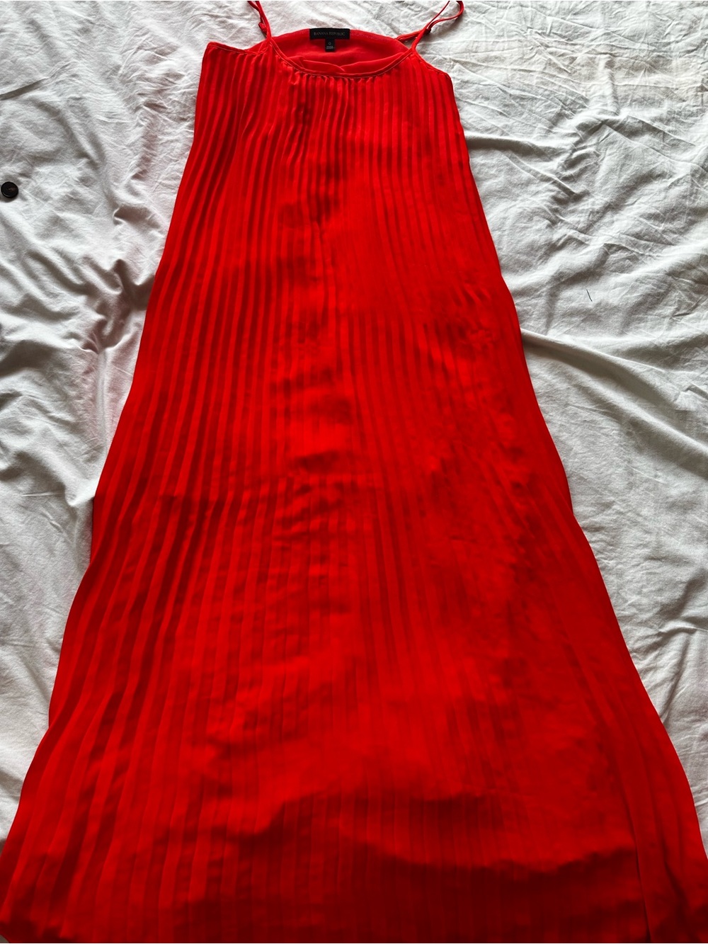Banana Republic Minimalist Pleated Slip Maxi Dress Bright Red US 0 - Picture 2 of 13